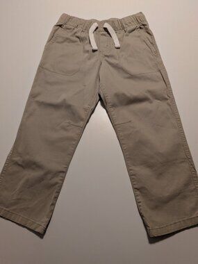 Cat & Jack Straight Pants Boys 5 Khaki Elastic Waist Drawstring Stretch